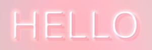 Glowing pink hello neon typography